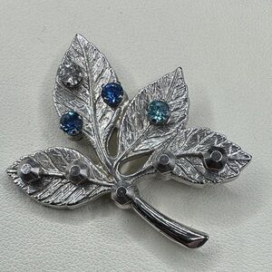 Vintage ANSON Blue Stones Sterling Silver 925 Brooch Pin 10.5g heavy solid